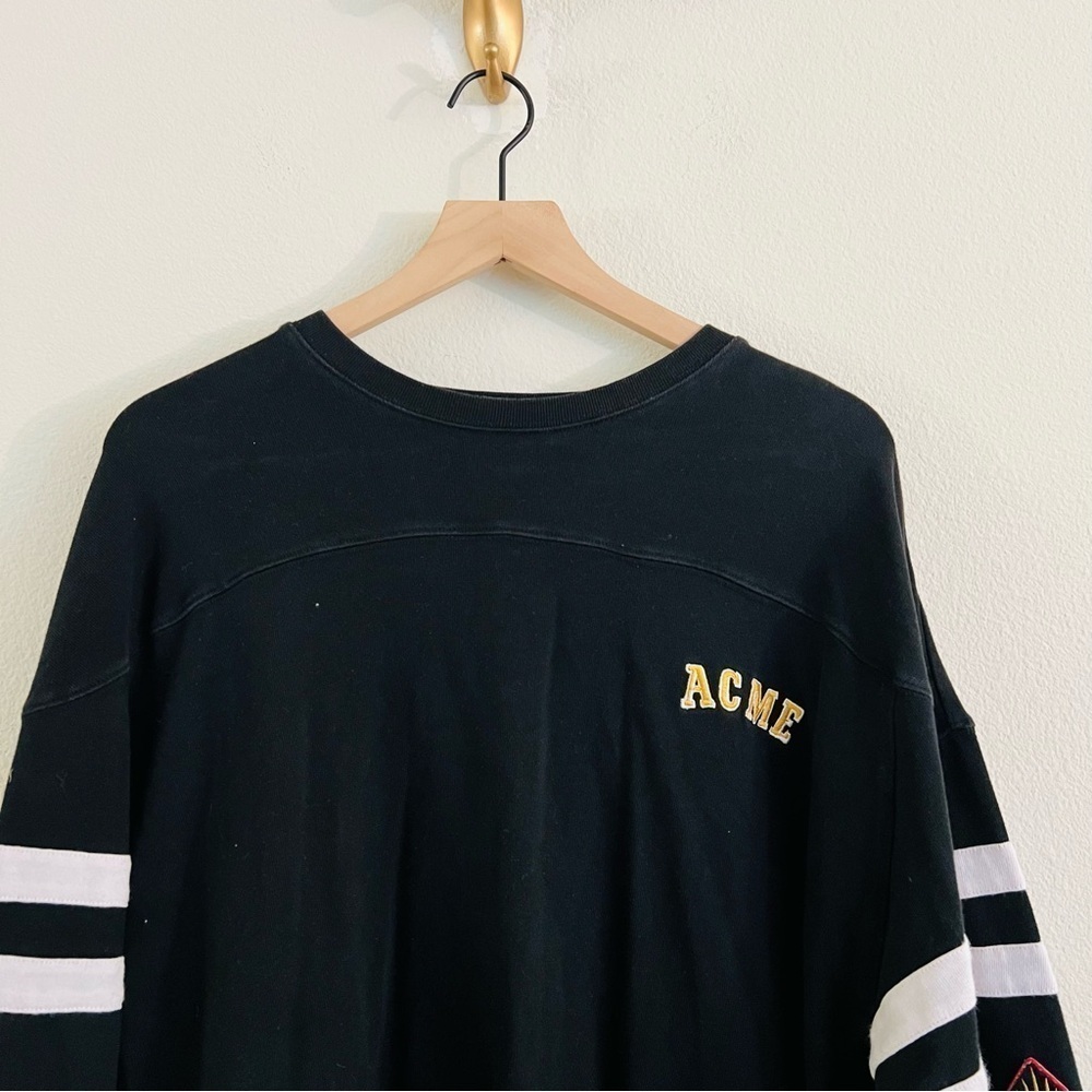 Warner Bros Men's Black Acme Looney Tunes Taz Spirit Jersey Sweater Size Large - Picture 5 of 8